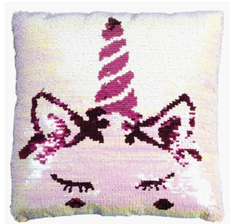 Eenhoorn kussen met pailletten 30x30