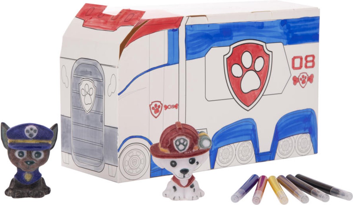 Paw Patrol - Felties Kleurpakket - Vrachtwagen en Figuurtjes - Afwasbaar